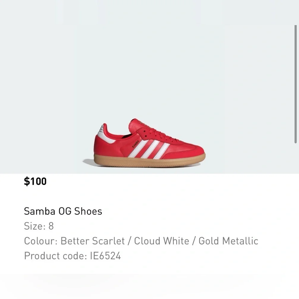 Adidas Samba OG Scarlet Red Shoes - Picture 2 of 8